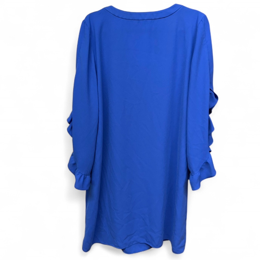 Nine West Cobalt Blue Ruffle Sleeve Notch Neck Shift Dress Size 16 - Picture 8 of 8